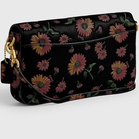 Coach WYN Floral Black Leather Crossbody Bag - Picture 4 of 6